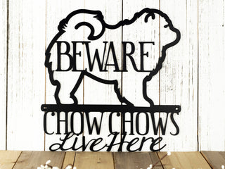 Chow Chows Live Here Metal Sign Black Chow Chow Small Dog Dog Lover Gift Door Sign Decorations