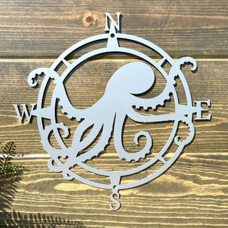 Octopus Compass Wall Decor Cut Metal Sign Metal House Sign Decorations