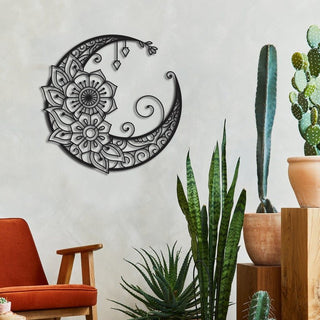 Mandala Moon Crescent Moon Art Wall Art Moon Wall Art Bedroom Wall Decor Celestial Decor Decorations