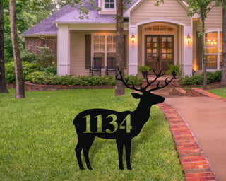 Deer Themed Custom Address Steel Yard Sign Deer Address Sign Deer House Number Plaque Custom Metal Monogram Address Plaque Front Yard Decorations