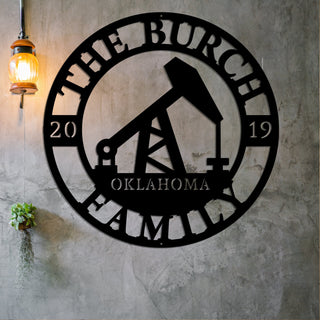 Oil Pump Sign Oilfield Decor Pump Jack Wyoming Decor Derrick Drilling Rig Midwest Art Man Cave Decor Oil Pump Jack Decorations