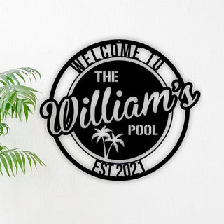 Personalized Family Pool Sign Swimming Pool Metal Sign Tiki Bar Pool Metal Sign Pool Oasis Personalized Sign For Pool Patio Decor Decorations