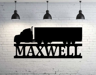 Custom Truck Driver Name Sign Semi Truck Wall Sign Tractor Trailer Gift Eighteen Wheeler Present Trucker Christmas Gift Metal Truck Art Decorations