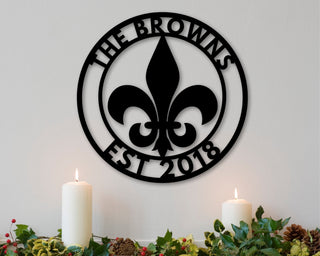 Personalized Metal Sign Grandma Gift Last Name Sign Name Plaque House Numbers Dad Gift Fleur De Lis Family Name Custom Family Gift Decorations