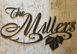 Elegant Metal Name Sign With Leaves Metal House Sign Decorations