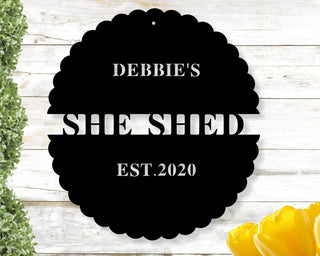 Custom Metal She Shed Sign Outdoor Sign Established Date Sign Gift For Her Decorative Metal Sign She Shed Decorations