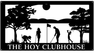 Metal Golfing Sign family Golfing Scene Metal House Sign Decorations