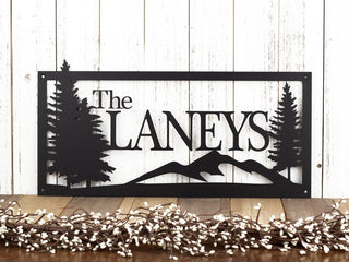 Custom Metal Sign Last Name Sign Family Name Sign Wedding Gift Name Sign Custom Sign Personalized Sign Outdoor Mountains Decorations