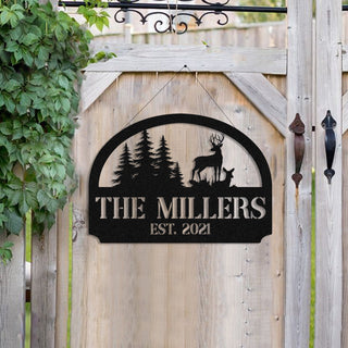 Personalized Family Deer Doe Hunting Hunter Metal Sign, Custom Outdoor Wall Decor, Art Gift For Him Dad, Metal Laser Cut Metal Signs Custom Gift Ideas