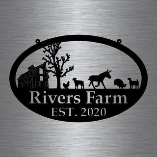 Metal Farm Sign , Barn And Donkey, Chicken, Turkey, Lamb, And Goat Personalized Family Name Metal Sign Wedding Gift Personalized Gift, Laser Cut Metal Signs Custom Gift Ideas