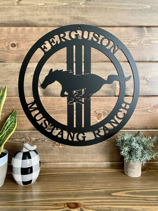 Personalized Mustang Horse Ranch Sign Cut Metal Sign Metal House Sign Decorations