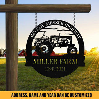 Personalized Metal Farm Sign Tractor Monogram Custom Outdoor Farmhouse Front Gate Entry Road Wall Decor Art Gift Decorations