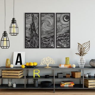 Metal Art Inspired from Starry Night Wall Decor Signs Bedroom Living room Bathroom Office Decorations