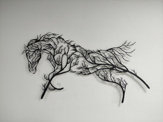 Metal Wall Decor Tree Horse ation Wall SignInterior DecorationIndoor Outdoor HangingsMinimalist ArtLine Art Decorations