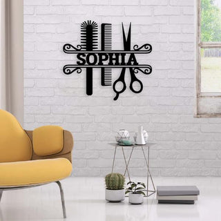 Hair Stylist Salon Customized Name Personalized Salon Metal Sign Cut Metal Sign Decorations