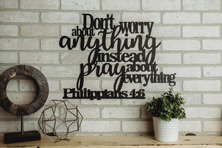 Philippians Don't Worry Pray Metal Bible Sign Cut Metal Sign Wall Metal Art Decorations