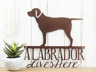 Labrador Lives Here Sign Metal Copper Laser Cut Labrador Retriever Dog Lab Labrador Art Labrador Decor Decorations