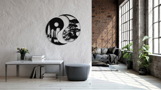 Yin Yang Metal Wall Decor, City & Forest, Metal Wall Art, Housewarming Gift, Home Decor, Office Decor,, Metal Laser Cut Metal Signs Custom Gift Ideas