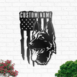 Custom Us Flag German Shepherd Personalized Dog Name Sign Decoration For Living Room Dog Lovers Decorations