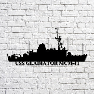 Aeticon PrintPrint Uss Gladiator Mcm11 Navy Ship Metal Art, Custom Us Navy Ship Cut Metal Sign, Gift For Navy Veteran, Navy Ships Silhouette Metal Art, Navy Home Decor Laser Cut Metal Signs Custom Gift Ideas