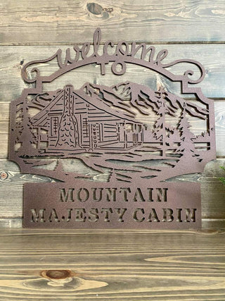 Mountain Majesty Cabin Sign Cut Metal Sign Metal House Sign Decorations