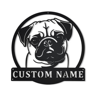 Personalized Pug Dog Monogram Metal Sign Art, Custom Pug Dog Metal Sign, Pug Dog Gifts For Men, Dog Gift, Laser Cut Metal Signs Custom Gift Ideas