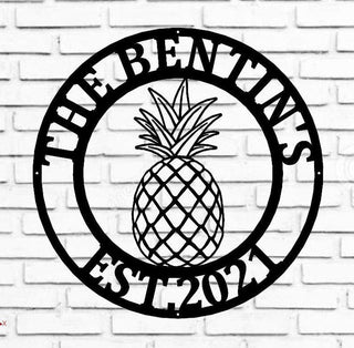 Personalized Pineapple Metal Sign Housewarming Gift Personalized Metal Sign Custom Metal Sign Pineapple Metal Sign Personalized Decorations