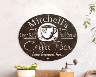 Personalized Coffee Bar Sign ~ Custom Metal Coffee Sign Decorations