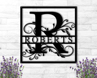 Metal Last Name Family Sign Personalized Metal Name Sign Metal Signs Personalized Split Monogram Metal Sign Metal Signs For Outdoor Decorations