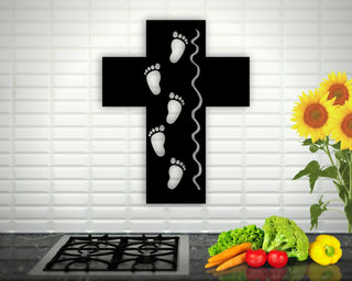 Kitchen Decor Metal Sign For Kitchen Kitchen Signs Kitchen Wall Decor Footprints In The Sand Metal Cross Art Metal Cross Decorations