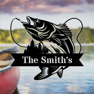 Walleye Metal Fish Sign For Outdoors On House Fishing Lover Wall Sign Decorations