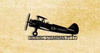 Boeing Stearman Biplane Pt17 Military Aircraft Trainer Metal Sign Cut Metal Sign Wall Decor Decorations