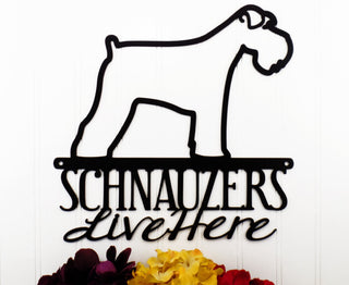 Schnauzers Live Here Metal Sign Black Outdoor Sign Schnauzers Door Signs Wall Hanging Decorations