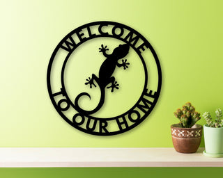 Personalized Gecko Sign Grandma Gift Last Name Sign Name Plaque House Numbers Dad Gift Welcome Sign Family Name Custom Family Gift Decorations