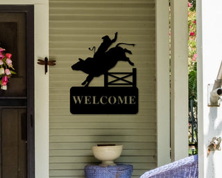 Rodeo Decor Bucking Bull Welcome Sign Ranch Welcome Sign Cowboy Decor Ranch Sign Rodeo Welcome Sign Cowboy Welcome Sign Metal Welcome Decorations