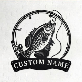 Personalized Crappie Fish Metal Sign Fishing Fishing Metal wall Decor Fishing Lover Custom Fishing Fishman Crappie Decorations