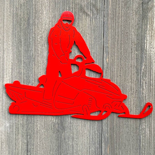 Polaris Snowmobile With Rider Metal Sign Cutout Cut Metal Sign Wall Metal Art Decorations