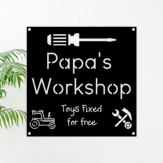 Workshop Signs For Grandpa Papa Poppa Pappy Or Daddy Toys Fixed For Free Metal Sign Usa Made Grandparents Day Sign Father's Day Decorations