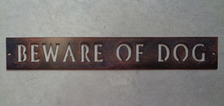 Metal Beware Of Dog Sign In Gorgeous Copper Acid With Baked On Clear Coat Metal House Sign Decorations