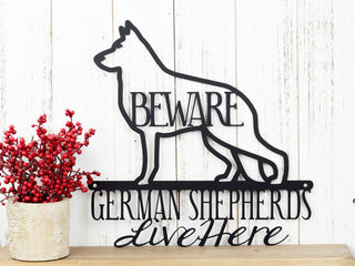 German Shepherd Sign Dog Lover Gift Dog Mom Metal Wall Hanging Outdoor Matte Black Shown Decorations