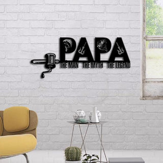 Fishing Lovers Papa The Legend Cut Metal Sign Decorations