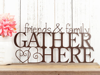 Friends And Family Gather Here Gather Sign Metal Sign Metal Wall Decor Metal Wall Hanging Hearts Decorations