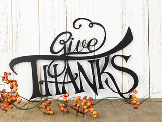 Give Thanks Thanksgiving Metal Sign Black Autumn Decor Fall Sign Outdoor Sign Metal Art Decorations