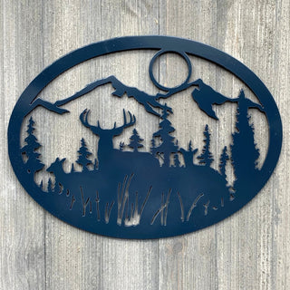 Night Forest Scene Metal Sign Cutout Cut Metal Sign Wall Metal Art Decorations