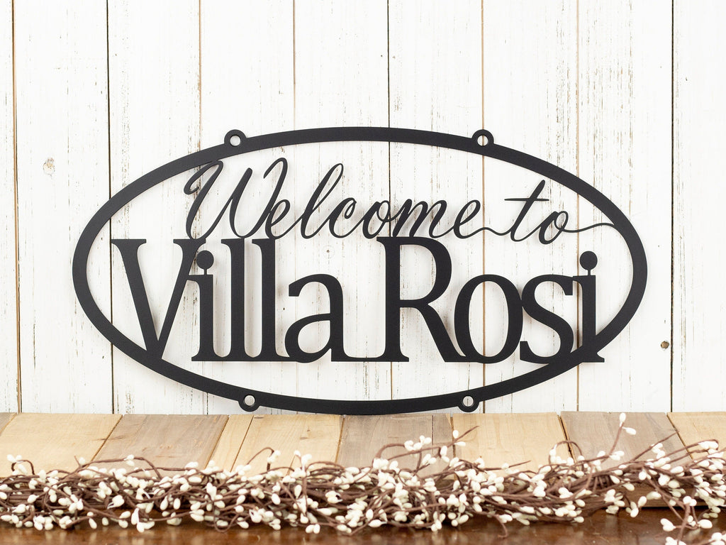Custom Metal Sign Welcome Sign House Sign Name Sign Outdoor Sign Oval ...