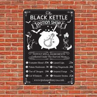 Black Kettle Potion Shop Witch Metal Sign Wall Metal Sign Decorations