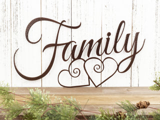 Family Metal Sign Family Sign Metal Wall Decor Hearts Family Wall Hanging Metal Sign Decorations