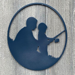 Father And Son Fishing Metal Sign Cutout Cut Metal Sign Wall Metal Art Decorations