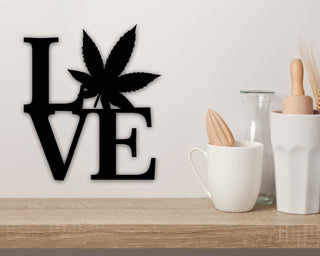 Metal Weed Decor Marijuana Gift Custom Peace Love Sign Hippie Metal Decor Weed Decor Marijuana Love Sign For Home Wacky Hippie Love Decorations