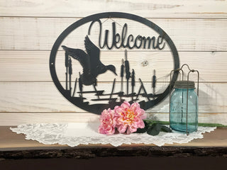 Large Metal Duck Welcome Sign 30 Inch Rustic Metal Decor Decorations